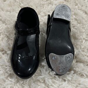 Girls Vegan Black Tap Shoes with Mary Jane Strap
